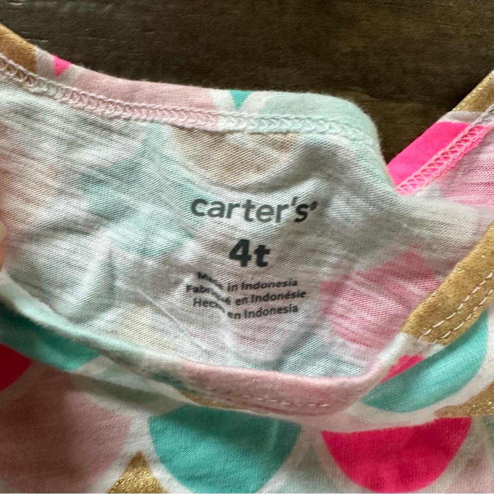 New Carter’s Mermaid Peplum short sleeve top with hot pink tutu design - Picture 3 of 4